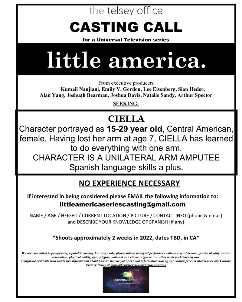 Apple TV Seeks Amputee for "Little America" Role